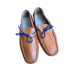 Etro Cognac Embossed Leather Drivers Loafers